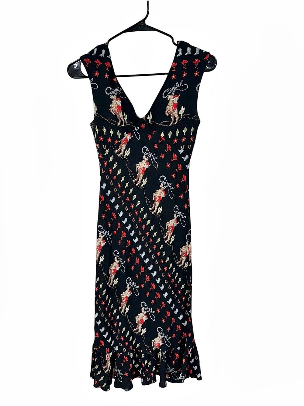 Omika Printed Midi Dress in Black & Red